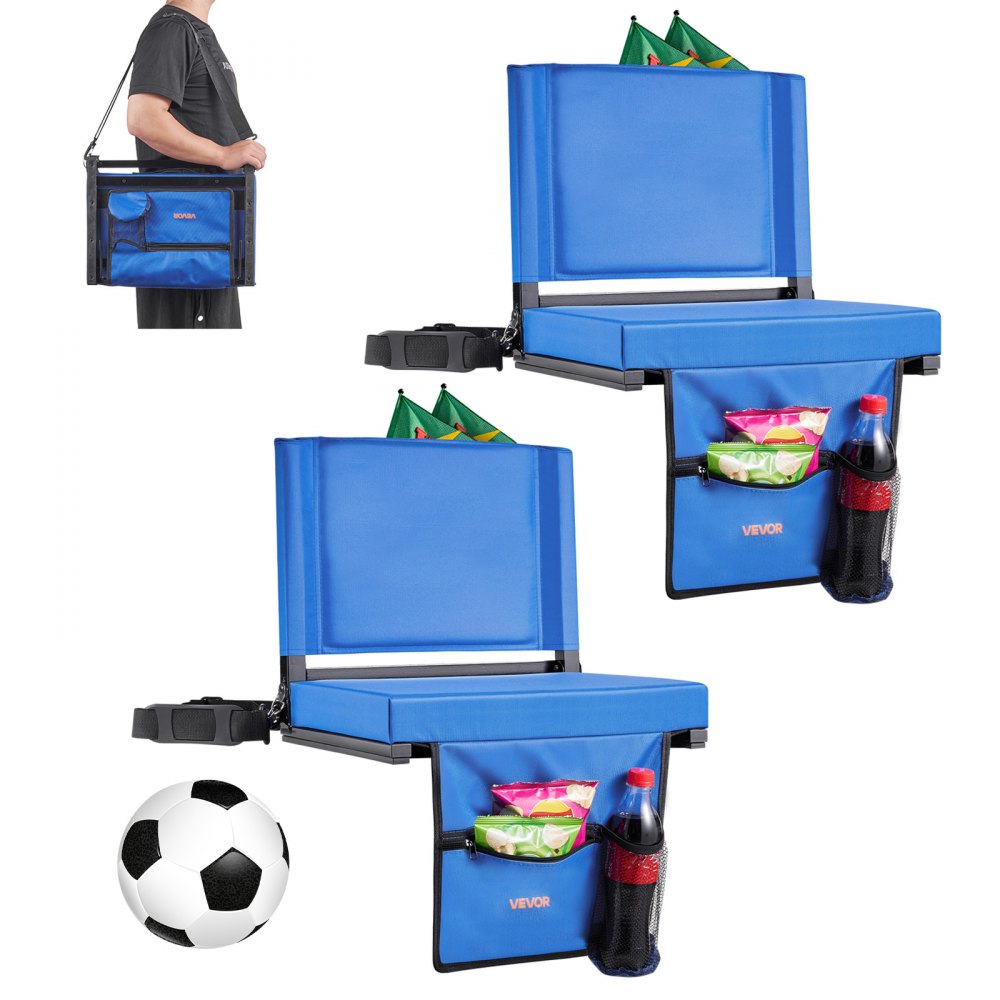 VEVOR Stadionsitz klappbarer Tribünenstuhl mit Rückenlehne, Stadionstuhl (431,8 mm breit) Blau 2 Stk.