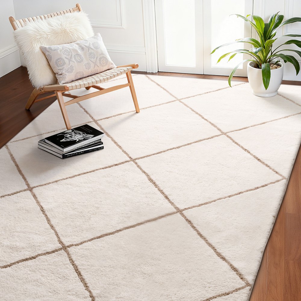 VEVOR Kurzflor Teppich 2743x1829 mm, kuscheliger Wohnzimmerteppich, 20 mm Florhöhe