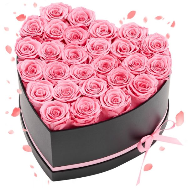 VEVOR 27 Stk. Ewige Rosen in Herzform Box, konservierter Blumenstrauß, Blumen Geschenkbox für ihre Frau