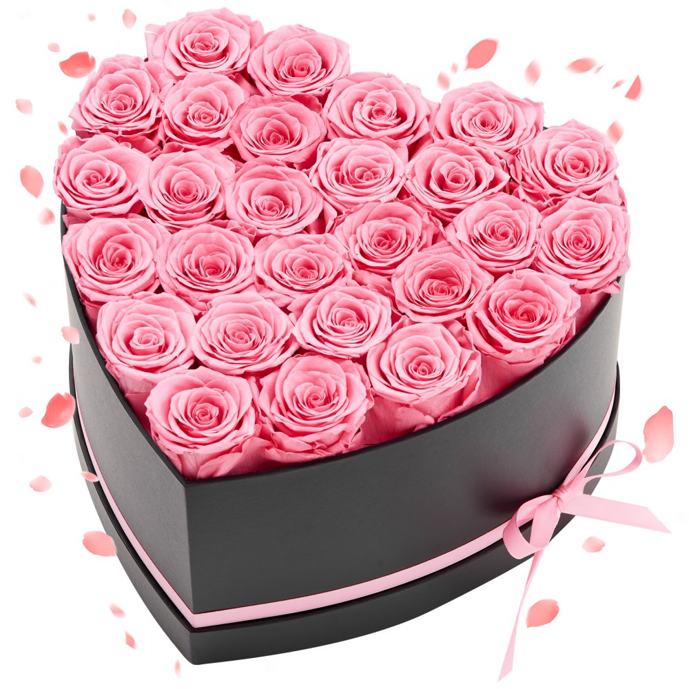 VEVOR 27 Stk. Ewige Rosen in Herzform Box, konservierter Blumenstrauß, Blumen Geschenkbox für ihre Frau