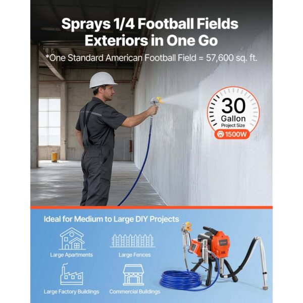 VEVOR Airless-Farbspritzgerät Sprühgerät 1500 W 3300 psi, Farbsprühgerät für Wohnungen, Gebäude – Bild 2