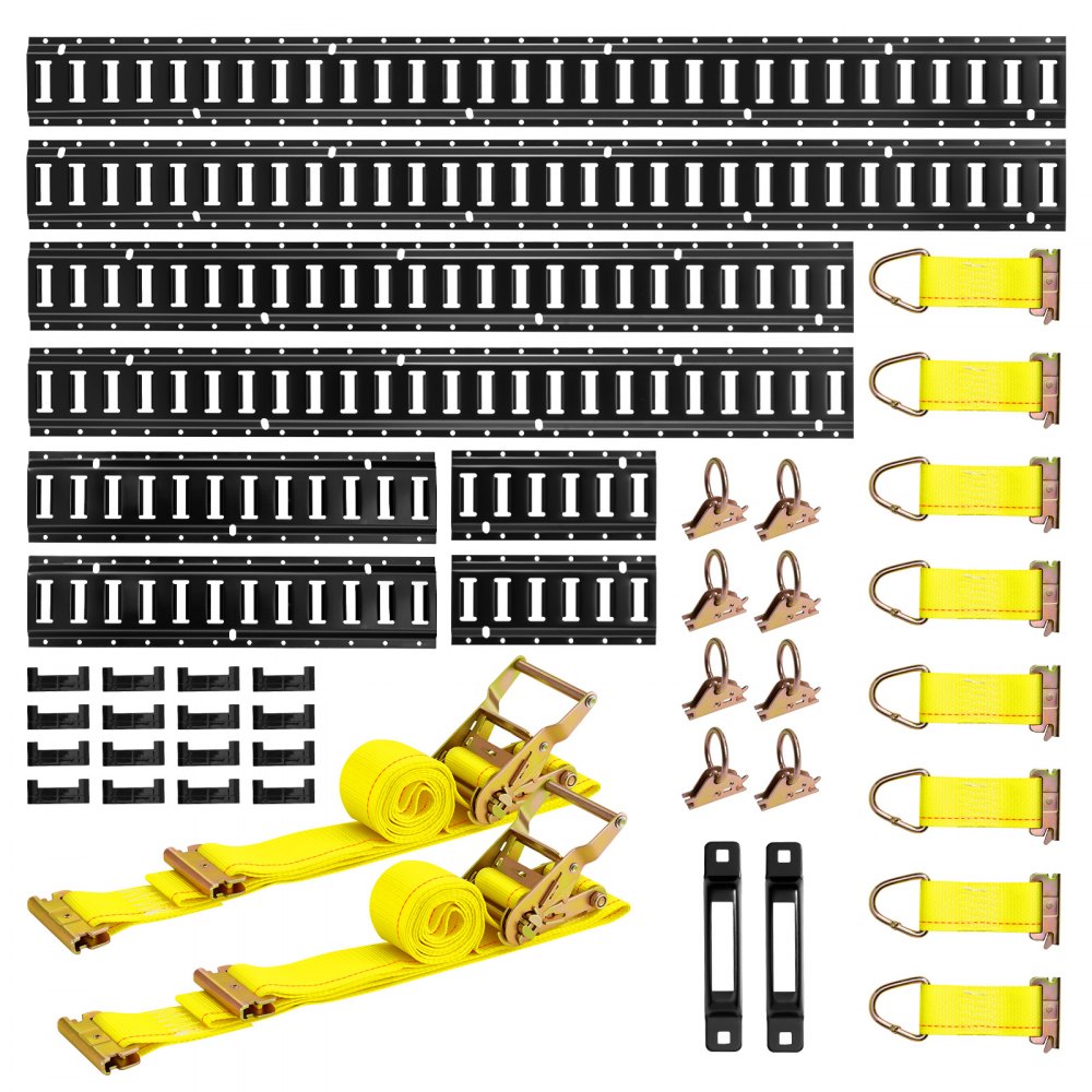 VEVOR E-Track-Zurrschienen-Set, 8er-Pack (1,5/1,2/0,6/0,3 m) E-Track-Schienen, 36-tlg.