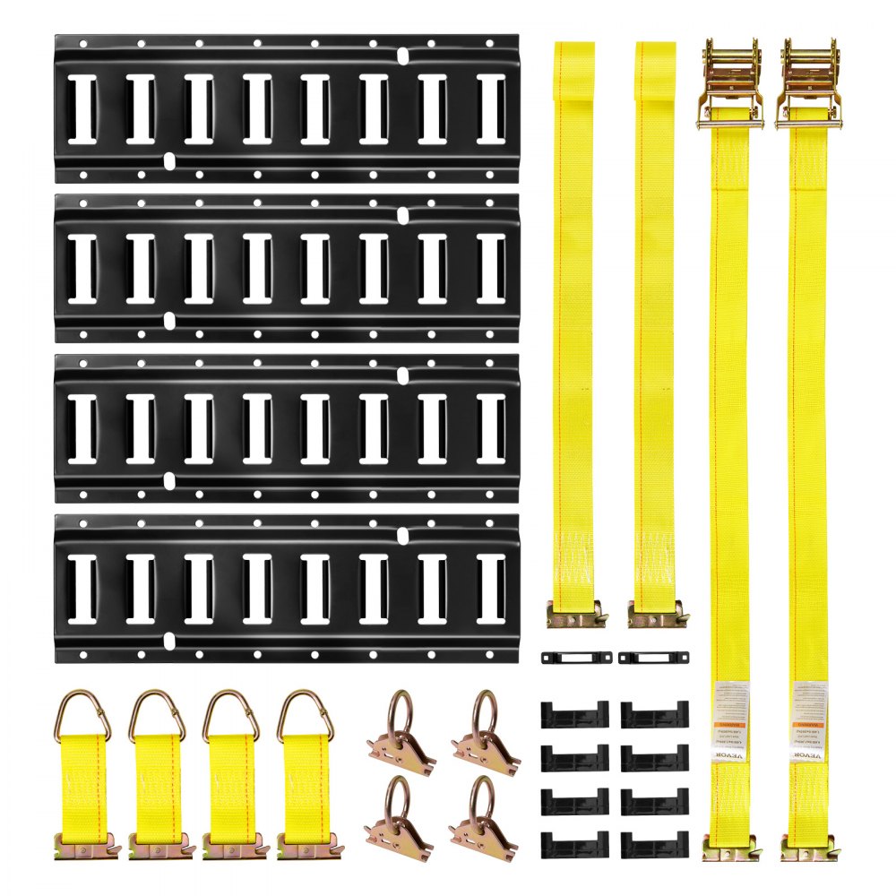 VEVOR E-Track-Zurrschienen-Set, 4er-Pack, 0,4 m, 21-tlg. Zubehör, Garagen