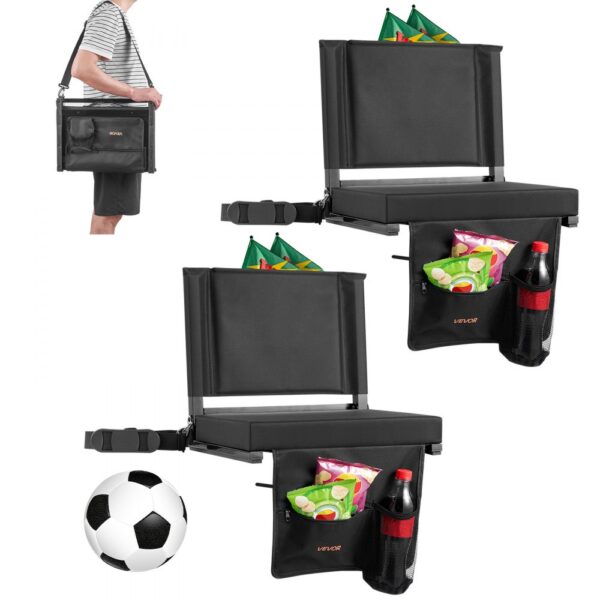 VEVOR Stadionsitz klappbarer Tribünenstuhl mit Rückenlehne, Stadionstuhl (431,8 mm breit) Schwarz 2 Stk.