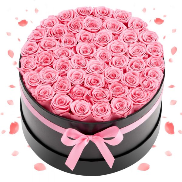VEVOR 50x Ewige Rosen in runder Box, konservierter Blumenstrauß, Blumen Geschenkbox für ihre Frau