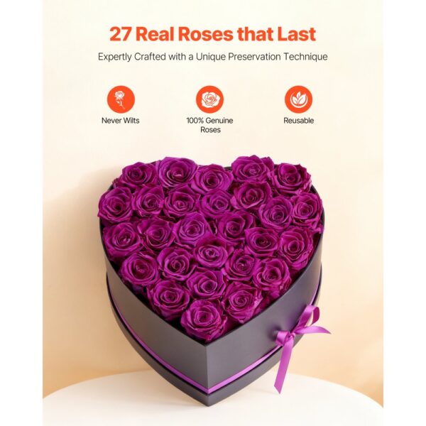 VEVOR 27x Ewige Rosen in Herzform Box, konservierter Blumenstrauß, Blumen Geschenkbox für ihre Frau – Bild 2