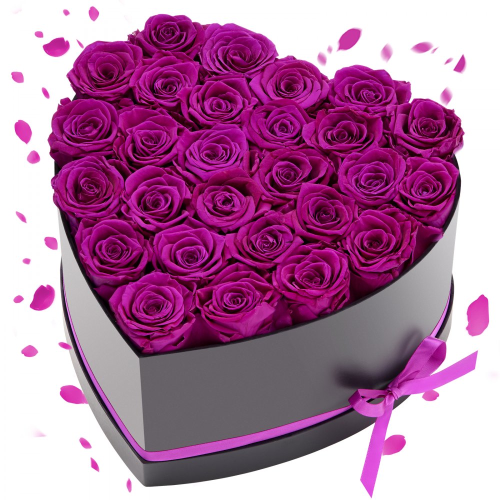 VEVOR 27x Ewige Rosen in Herzform Box, konservierter Blumenstrauß, Blumen Geschenkbox für ihre Frau