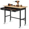 VEVOR Werkbank 1220x610 mm, Werktisch 680 kg, Garagentisch mit Schubladen & Rollen