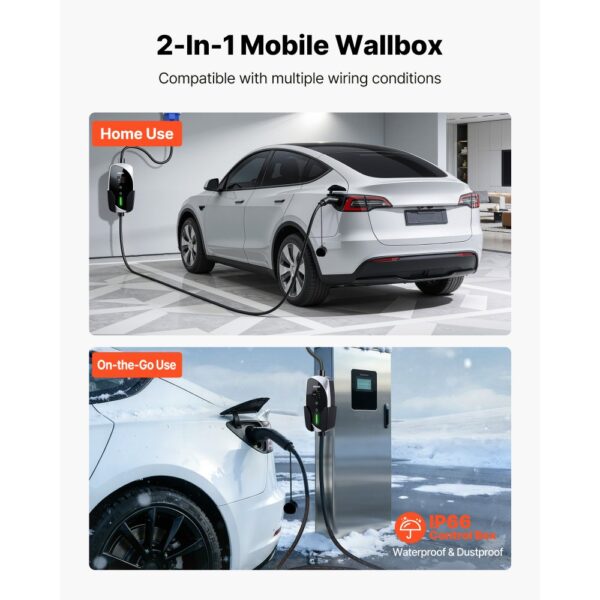 VEVOR Mobile Wallbox, 7,4 kW, 32 A, Typ 2 Ladestation, Tragbares Einphasig-Ladegerät mit 6 m Ladekabel – Bild 5