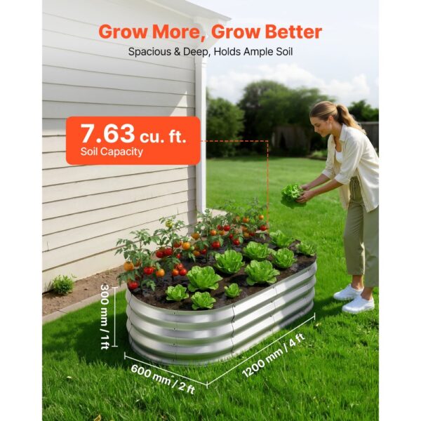 VEVOR Hochbeet Metall 2er-Pack 120x60x30 cm, Ovales Gartenbeet, Pflanzkasten-Set für den Außenbereich – Bild 2 VEVOR Hochbeet Metall 2er-Pack 120x60x30 cm, Ovales Gartenbeet, Pflanzkasten-Set für den Außenbereich – Bild 2