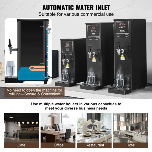 VEVOR Gewerblicher Heißwasserspender 10 L, 1,5 kW Wasserkocher Elektrisch mit Heizrohr aus Edelstahl 316 – Bild 4