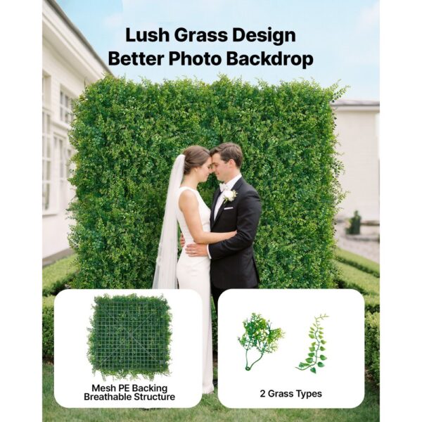 VEVOR Künstliche Hecke 50x50 cm 12-tlg. Set, Pflanzenwand, Kunstpflanzen Balkonverkleidung für Hochzeiten – Bild 2