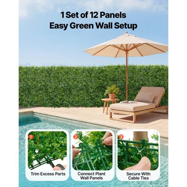 VEVOR Künstliche Hecke 50x50 cm 12-tlg. Set, Pflanzenwand, Kunstpflanzen Balkonverkleidung für Hochzeiten – Bild 4