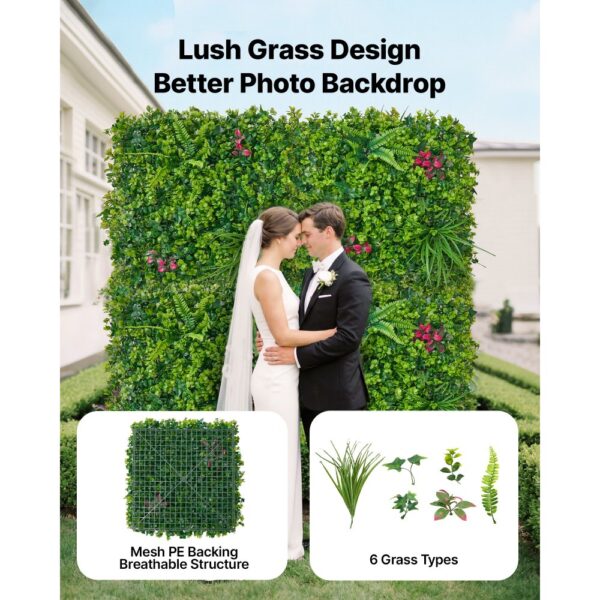 VEVOR Künstliche Hecke 50x50 cm 16-tlg. Set, Pflanzenwand, Kunstpflanzen Balkonverkleidung für Hochzeiten – Bild 2