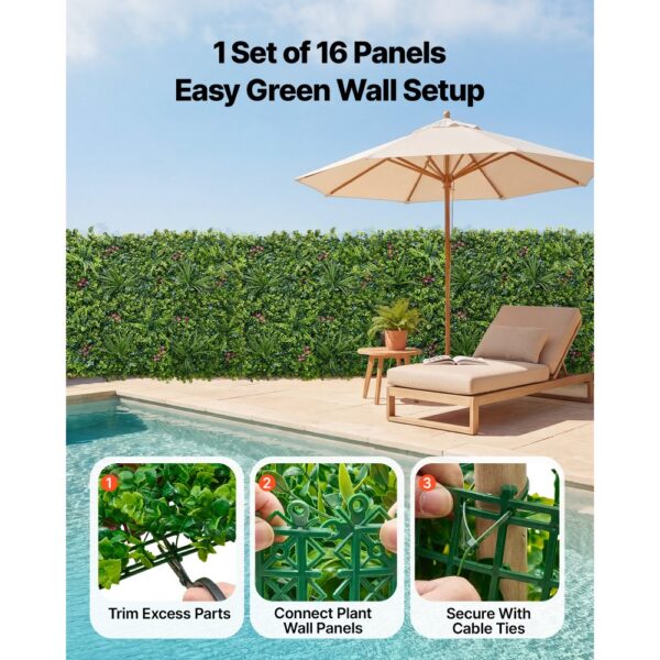 VEVOR Künstliche Hecke 50x50 cm 16-tlg. Set, Pflanzenwand, Kunstpflanzen Balkonverkleidung für Hochzeiten – Bild 4