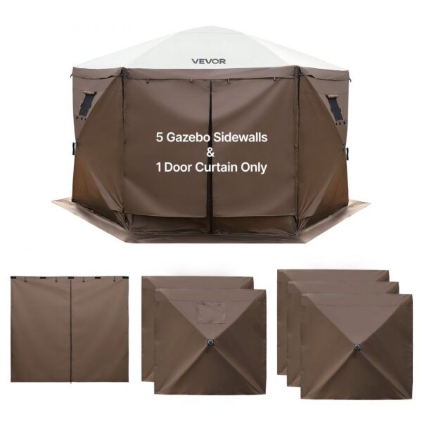VEVOR 6x Seitenwände für Pavillon Seitenteile 1,73 x 1,48 m, Braun