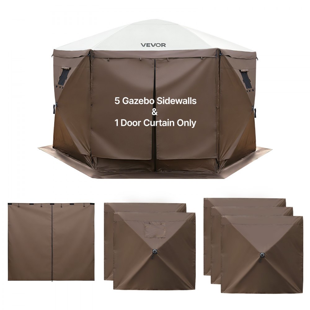 VEVOR 6x Seitenwände für Pavillon Seitenteile 1,73 x 1,48 m, Braun