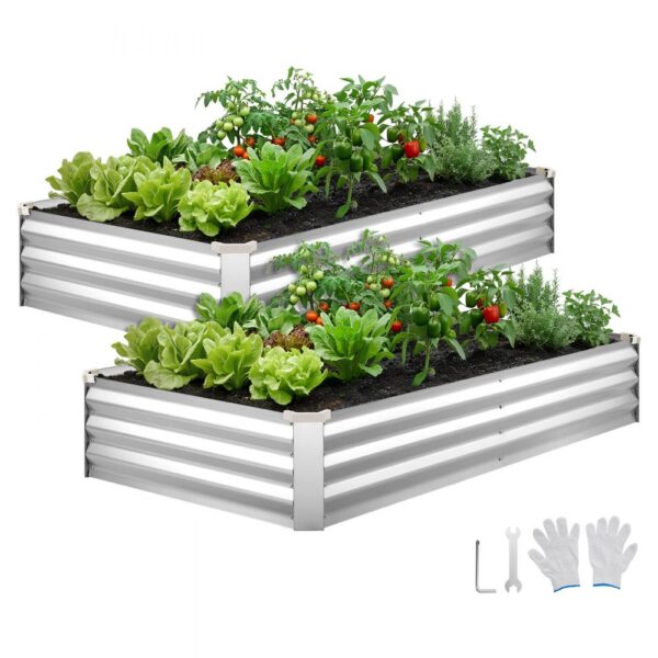 VEVOR Hochbeet Metall 2er-Pack 180x90x30 cm, Rechteckiges Gartenbeet, Pflanzkasten-Set für Außenbereich
