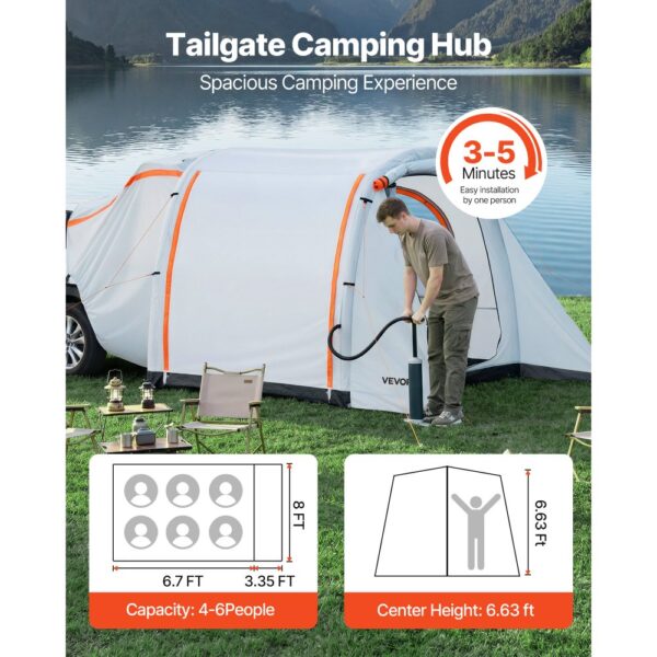 VEVOR Aufblasbares Heckklappenzelt Autozelt (2042+1020) x 2438 x 2020 mm, SUV-Heckzelt für Camping Wandern – Bild 2 VEVOR Aufblasbares Heckklappenzelt Autozelt (2042+1020) x 2438 x 2020 mm, SUV-Heckzelt für Camping Wandern – Bild 2