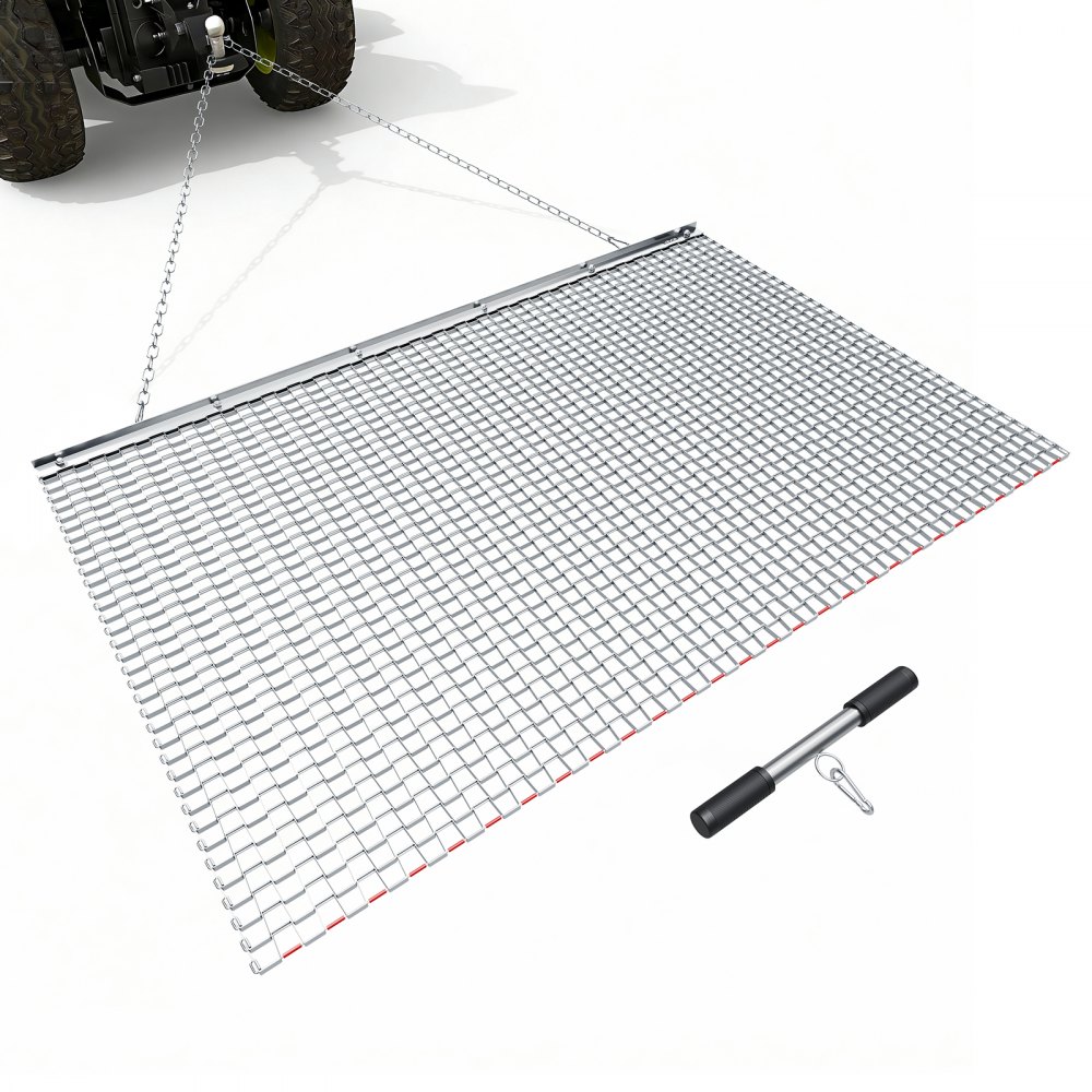 VEVOR Schleppegge 1525x914mm, Feldegge aus Verzinktem Stahl mit Anhängekette, Anbaugerät für ATVs