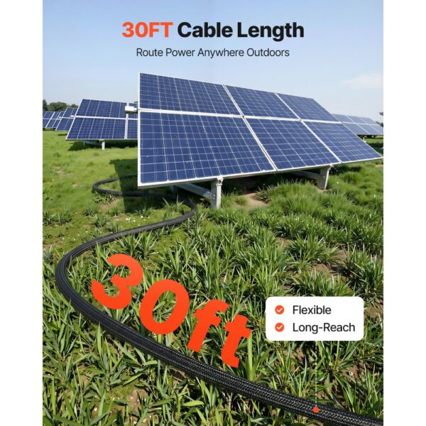 VEVOR Solarkabel Verlängerung 9,14 m, 10 AWG, Solarverlängerungskabel mit Flammhemmender Schutzhülle, IP67 – Bild 4