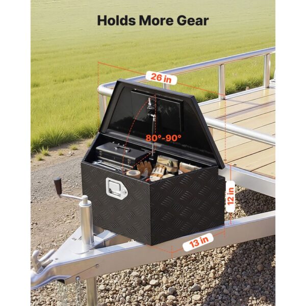 VEVOR Deichselbox Truckbox 660 x 330 x 305 mm aus Aluminium, Schwarz – Bild 2