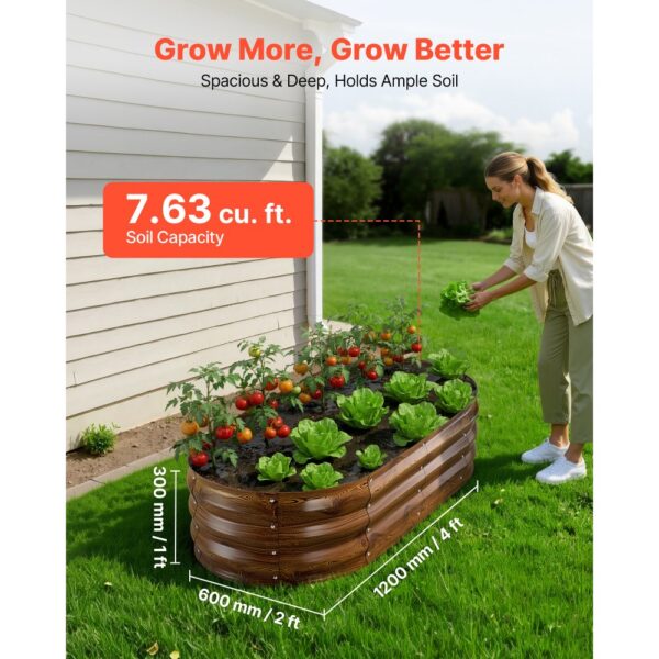 VEVOR Hochbeet Metall 2er-Pack 120x60x30 cm, Ovales Gartenbeet, Pflanzkasten-Set für den Außenbereich – Bild 2