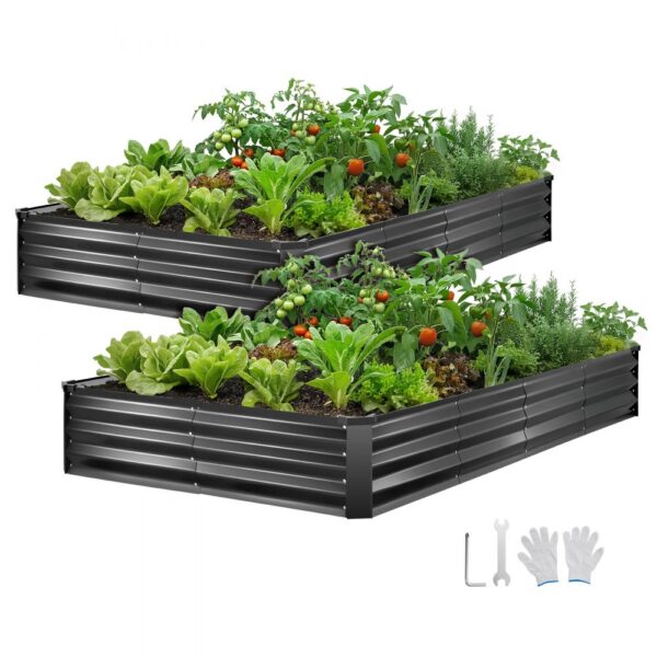 VEVOR Hochbeet Metall 2er-Pack 244x122x30 cm, Rechteckiges Gartenbeet, Pflanzkasten-Set für den Außenbereich
