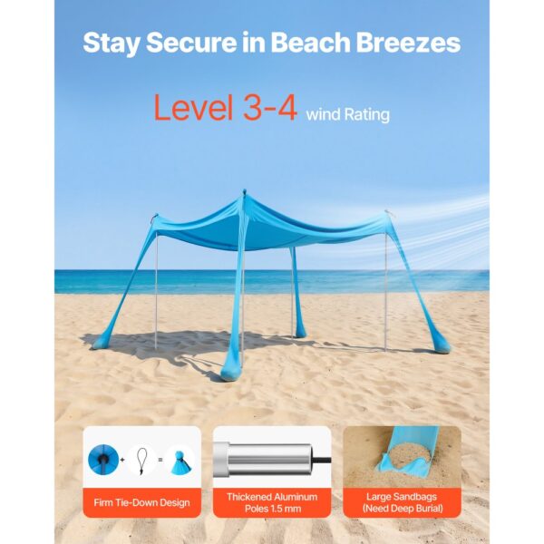 VEVOR Strandzelt mit Sonnenschutz (UPF 50+) 3 x 3 x 2 m – Bild 4