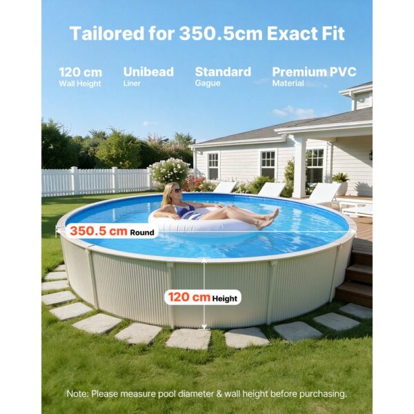 VEVOR Poolinnenfolie 3,5 m, Poolfolie für 120 cm Wandhöhe, Innenhülle 0,8 mm Stärke – Bild 2