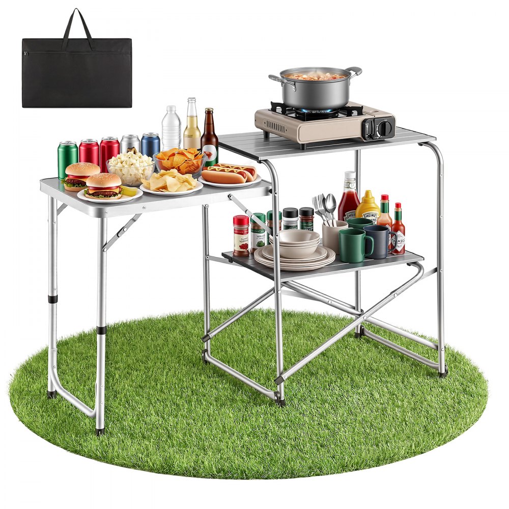 VEVOR Klappbarer Campingtisch, Campingkochstation mit Beistelltisch, Grillen und Wohnmobilreisen