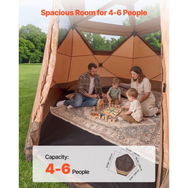 VEVOR Campingzelt 6 Personen, Schnellaufbau in 60 Sekunden, 330x213x204 cm – Bild 3