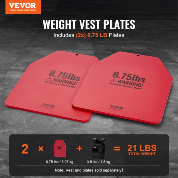 VEVOR Gewichtsplatten für Gewichtswesten 8 kg Set (2 x 4 kg), Ergonomisches Zusatzgewicht für Krafttraining – Bild 2