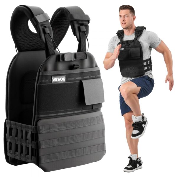 VEVOR Gewichtsweste (ohne Gewichtplatten) mit Schulterpolstern und Reflexstreifen, Laufen, Joggen