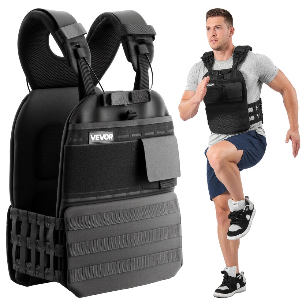 VEVOR Gewichtsweste (ohne Gewichtplatten) mit Schulterpolstern und Reflexstreifen, Laufen, Joggen