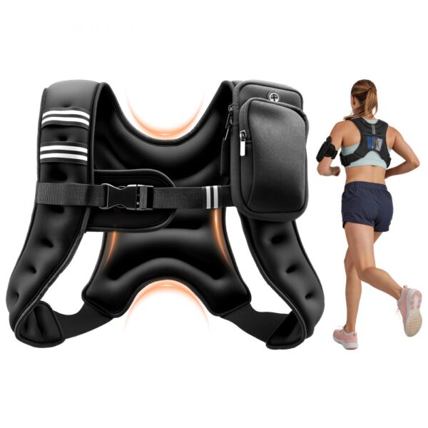 VEVOR Gewichtsweste 2,79 kg Trainingsweste mit Reflektorstreifen, Fitnessweste für Krafttraining, Laufen