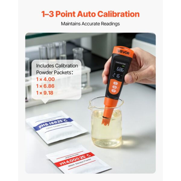 VEVOR pH-Meter, pH/EC/TDS Multiparameter-Messung, IP68 Wasserdichte Sonde – Bild 3