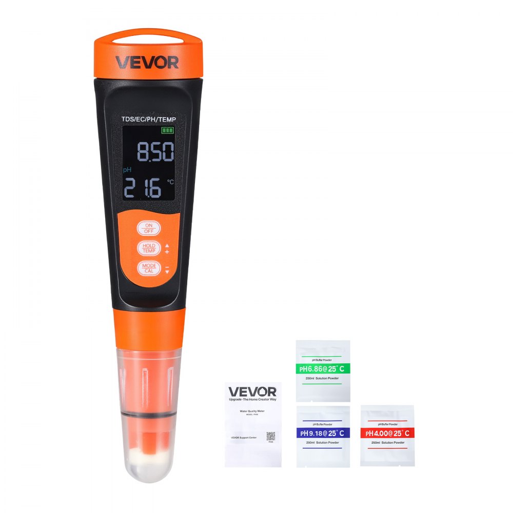 VEVOR pH-Meter, pH/EC/TDS Multiparameter-Messung, IP68 Wasserdichte Sonde