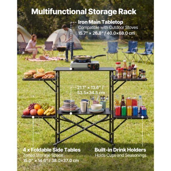 VEVOR Klappbare Campingküche, Campingkochstation mit 4 Beistelltischen, Grillen und Wohnmobilreisen – Bild 2
