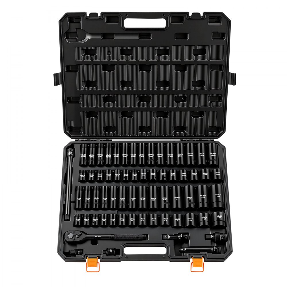 VEVOR Schlagschrauber Nüsse Set 1/2 Zoll Schlagnuss-Set 65-tlg.