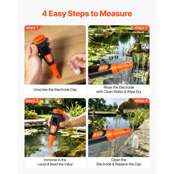 VEVOR TDS-Messgerät, Messbereich 0–9990 ppm, Digitales Wassermessgerät mit Automatischer Zeitregelung – Bild 5