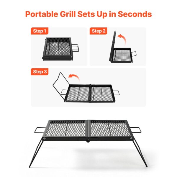 VEVOR Klappbarer Grillrost für Lagerfeuer 758 x 383 x 235 mm Campinggrill, Camping und Garten – Bild 4
