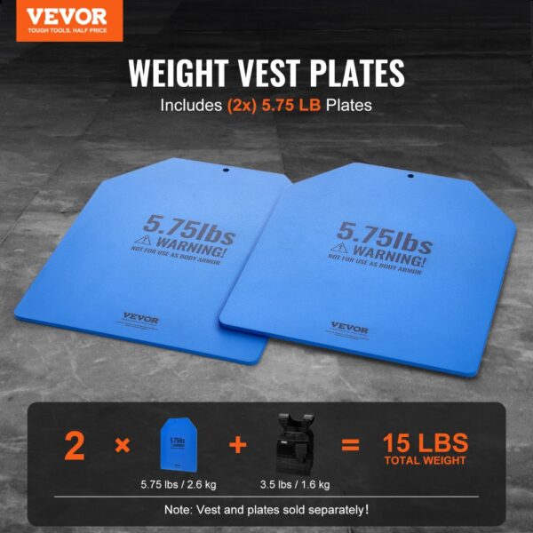 VEVOR Gewichtsplatten für Gewichtswesten 5,2 kg Set (2 x 2,6 kg), Laufen & Fitness, Blau – Bild 2