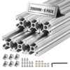 VEVOR 2020 Aluminium Profile 6 Stk. 2 m, Hochfestes Strangpressprofil, Aluminiumschiene für 3D-Druckerteile