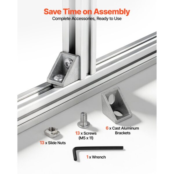 VEVOR 2020 Aluminium Profile 6 Stk. 2 m, Hochfestes Strangpressprofil, Aluminiumschiene für 3D-Druckerteile – Bild 4