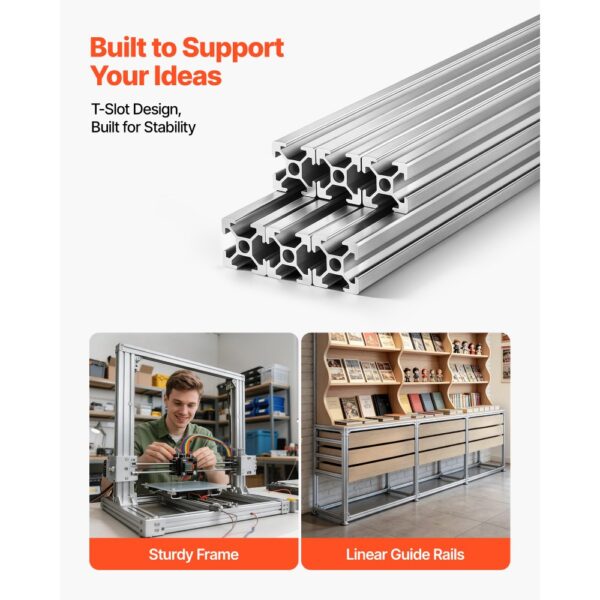 VEVOR 2020 Aluminium Profile 6 Stk. 2 m, Hochfestes Strangpressprofil, Aluminiumschiene für 3D-Druckerteile – Bild 5