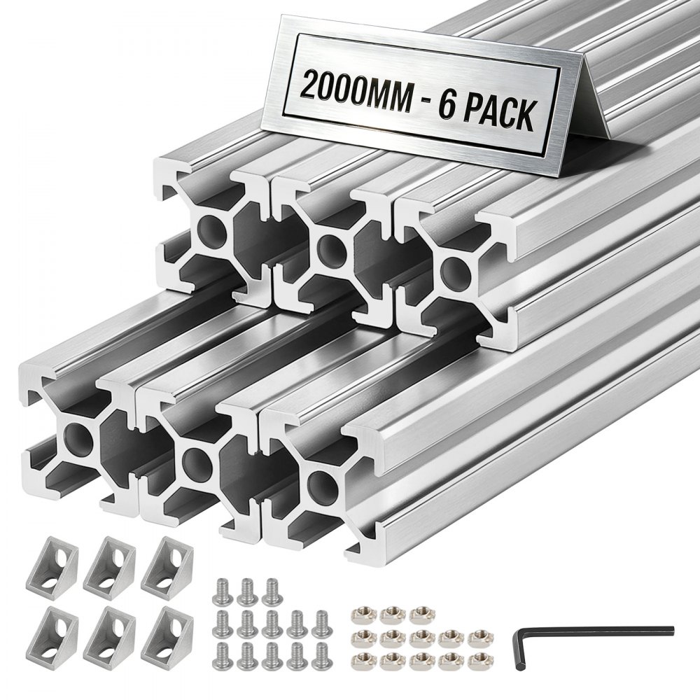 VEVOR 2020 Aluminium Profile 6 Stk. 2 m, Hochfestes Strangpressprofil, Aluminiumschiene für 3D-Druckerteile