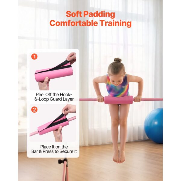VEVOR Gymnastikstange für Kinder mit 63,5 kg Tragkraft, Klappbares Turnreck mit Turnringen, Pink – Bild 5
