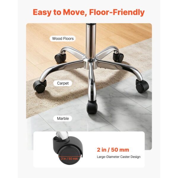 VEVOR Rollhocker 226,8 kg, Bürohocker mit PU-Rolle, 360° Drehbar, 2er-Set – Bild 5 VEVOR Rollhocker 226,8 kg, Bürohocker mit PU-Rolle, 360° Drehbar, 2er-Set – Bild 5
