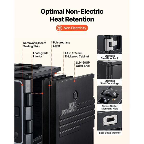 VEVOR Thermobox 75 L, Isolierbox zum Warmhalten und Kühlen, Warmhaltebox aus LLDPE 650 x 450 x 549 mm – Bild 3